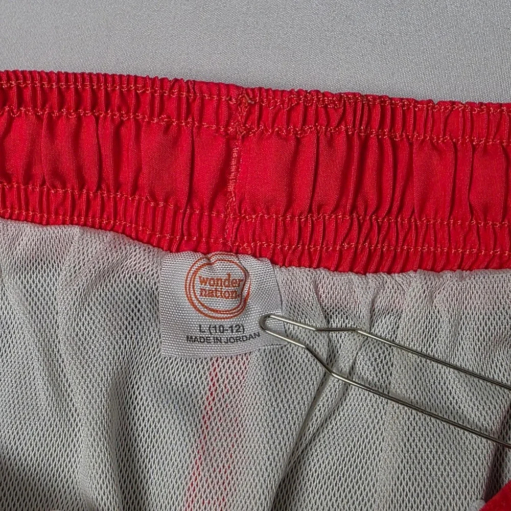 Wonder Nation‎ Swim Trunks Boys L 10-12 Red Orange Palm Tree Ombre Board Shorts